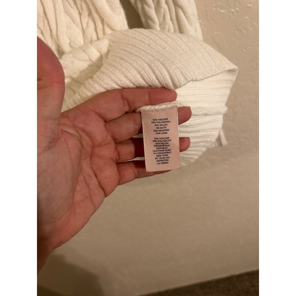 Philosophy Ivory Crewneck Winter Cable Knit Fisherman Sweater - Picture 7 of 8